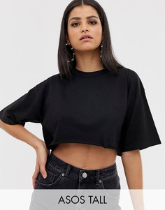 Черная суперкороткая футболка с необработанным краем ASOS DESIGN Tall-Черный