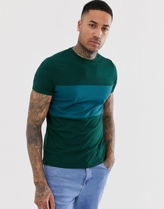 Футболка цвета хаки с контрастными вставками ASOS DESIGN-Зеленый