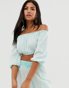 Пляжный кроп-топ с открытыми плечами ASOS DESIGN-Зеленый