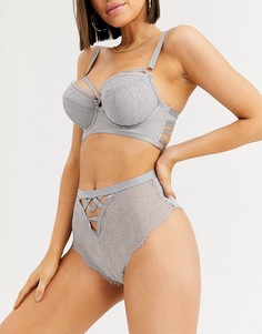 Кружевные трусы с завышенной талией ASOS DESIGN Masako-Серый