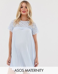 Платье мини с кружевной вставкой ASOS DESIGN Maternity-Синий