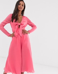 Жаккардовое платье миди ASOS DESIGN-Розовый