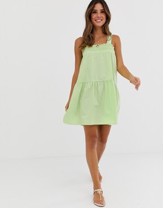 Хлопковый сарафан-трапеция мини ASOS DESIGN-Зеленый