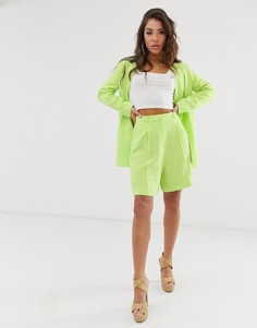 Льняные шорты в винтажном стиле лаймового цвета ASOS DESIGN-Зеленый