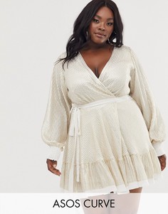 Платье мини с расклешенной юбкой и пайетками ASOS DESIGN Curve-Белый
