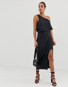Платье миди с драпировкой ASOS DESIGN-Серый