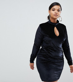 Черное платье мини с высоким воротником и вырезом капелькой Missguided Plus-Черный