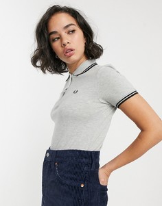 Футболка-поло с контрастным воротником Fred Perry-Серый