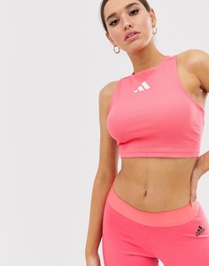 Розовый кроп-топ с вырезом сзади adidas Training
