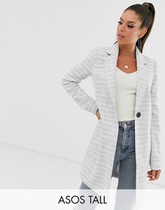 Фактурное пальто с пуговицами ASOS DESIGN Tall-Серый