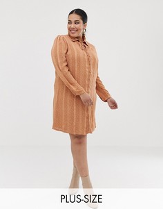 Платье-рубашка в горошек с завязкой Glamorous Curve-Коричневый