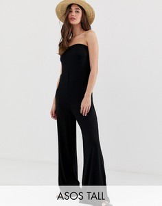 Комбинезон-бандо с широкими штанинами ASOS DESIGN Tall-Черный