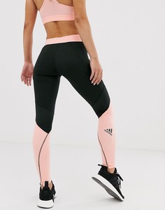 Черно-розовые леггинсы в стиле колор блок adidas Training-Черный