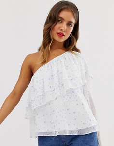 Топ на одно плечо с принтом звезд ASOS DESIGN-Мульти