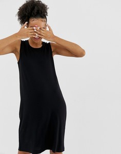 Черное трикотажное платье мини без рукавов Monki-Черный