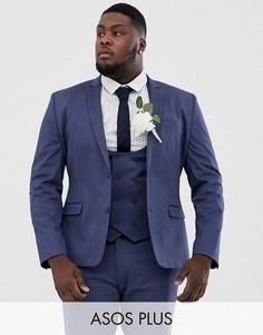 Синий супероблегающий пиджак из эластичного хлопка ASOS DESIGN Plus