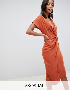 Платье миди с рукавами кимоно и перекрутом ASOS DESIGN Tall-Красный