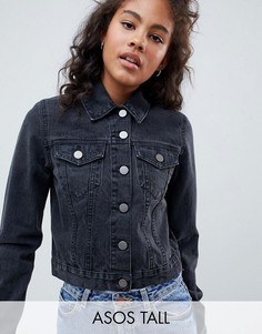 Выбеленная черная джинсовая куртка ASOS DESIGN Tall-Черный