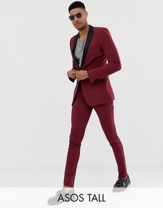 Бордовые супероблегающие брюки ASOS DESIGN Tall-Красный