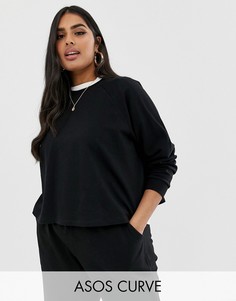 Черный укороченный свитшот ASOS DESIGN Curve