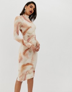 Облегающее платье миди с принтом ASOS DESIGN-Мульти
