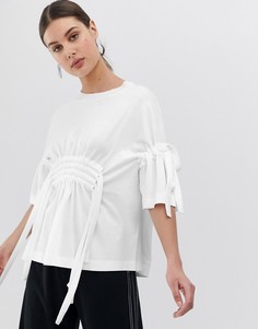 Футболка со сборками на талии ASOS WHITE-Белый