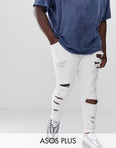 Белые рваные джинсы супероблегающего кроя ASOS DESIGN Plus-Белый
