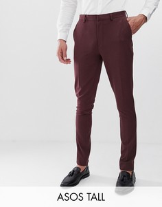 Бордовые супероблегающие брюки ASOS DESIGN Tall-Красный