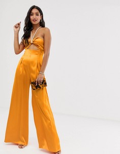 Комбинезон с вырезами и веревочной отделкой ASOS DESIGN-Желтый