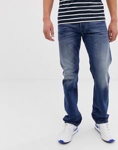 Светлые выбеленные джинсы прямого кроя Diesel Larkee 08XR-Синий