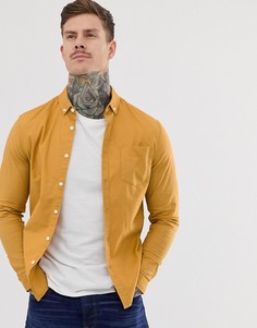Повседневная приталенная оксфордская рубашка горчичного цвета ASOS DESIGN-Желтый