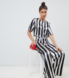 Атласный кроп-топ в полоску с эффектом металлик Missguided-Мульти