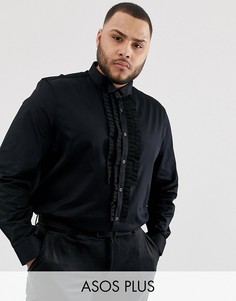 Черная сатиновая рубашка классического кроя ASOS DESIGN Plus-Черный