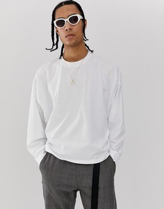 Белая свободная укороченная oversize-футболка с длинными рукавами ASOS DESIGN-Белый