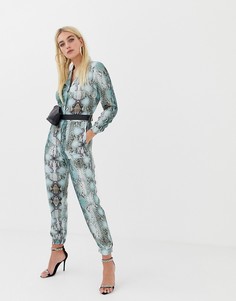 Комбинезон со змеиным принтом ASOS DESIGN-Мульти