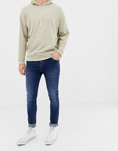 Выбеленные джинсы цвета индиго супероблегающего кроя LDN DNM-Синий