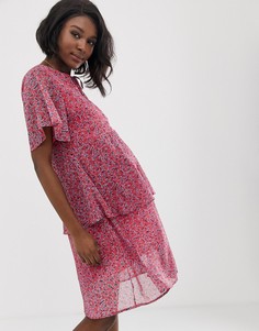 Чайное платье с цветочным принтом Mamalicious-Мульти Mama.Licious