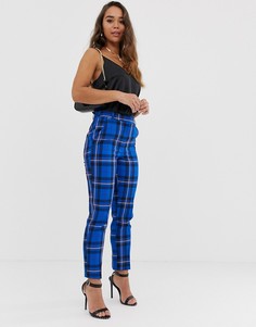 Синие укороченные брюки в клетку ASOS DESIGN ultimate-Мульти