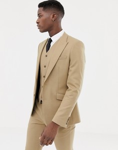 Приталенный фактурный пиджак ASOS DESIGN-Бежевый