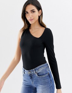 Асимметричное боди на одно плечо ASOS DESIGN-Черный