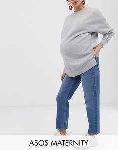 Прямые джинсы со вставками по бокам ASOS DESIGN Maternity Florence-Синий
