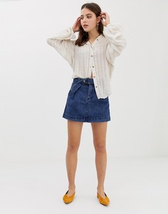 Джинсовая юбка с поясом Free People Jade-Синий