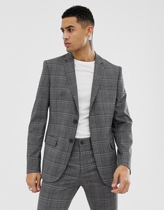 Серый приталенный пиджак в клетку New Look
