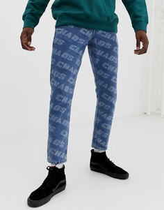 Узкие джинсы с принтом ASOS DESIGN-Синий