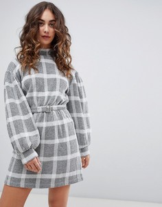 Платье в клетку Free People-Серый