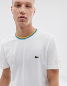 Белая футболка с контрастной отделкой Lacoste-Белый
