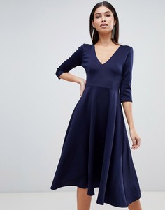 Платье миди с глубоким V-образным вырезом Club L-Темно-синий