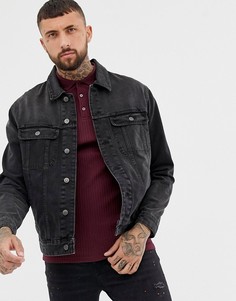 Черная выбеленная oversize-джинсовая куртка ASOS DESIGN-Черный