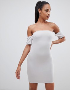 Облегающее платье с открытыми плечами AX Paris-Серебряный