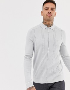 Светло-серая рубашка с вязкой косами и пуговицами River Island-Серый